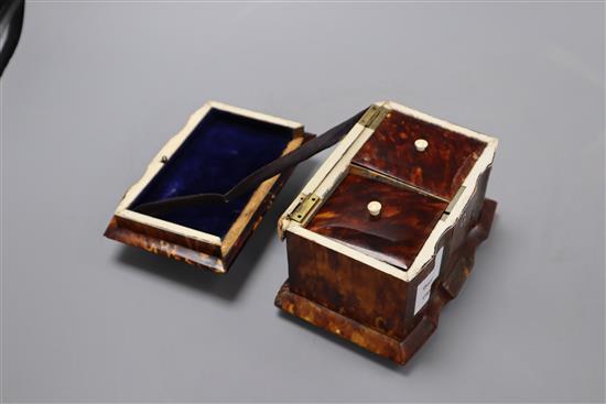 A Georgian tortoiseshell tea caddy, height 13cm